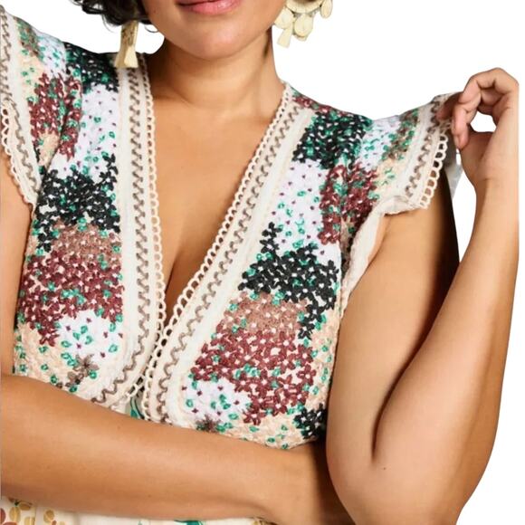 Anthropologie Printed V-Neck Maxi Dress Size 6 / 18.5 PTP New w/ Tag MSRP $198 - Picture 5 of 16